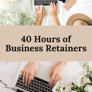 Get 40 Hours of Business Retainers, including branding, print, web, and marketing designs. Enjoy priority scheduling and a $100 discount.